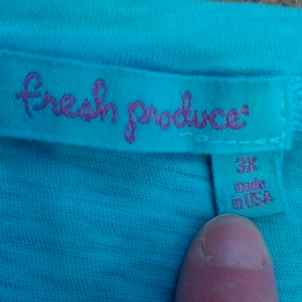 Fresh Produce Light Blue 3/4 Sleeve V Neck 100% Cotton Tunic Women's Top 3X - Picture 6 of 7